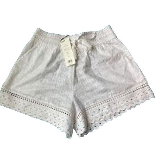 NWT Veronica Beard Tijana Short White 100% Cotton Embroidered Scalloped S $348